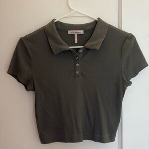 BCBGeneration Cropped Olive Green Polo